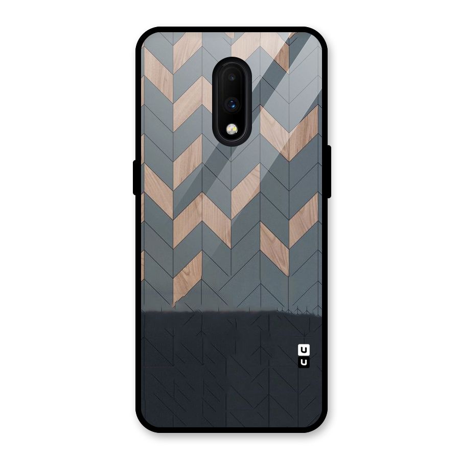 Greyish Wood Design Glass Back Case for OnePlus 7