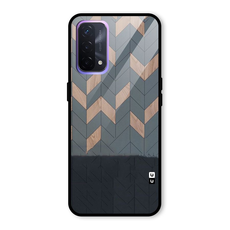 Greyish Wood Design Glass Back Case for Oppo A74 5G