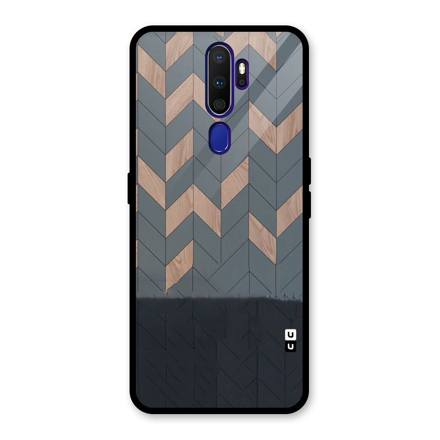 Greyish Wood Design Glass Back Case for Oppo A9 (2020)