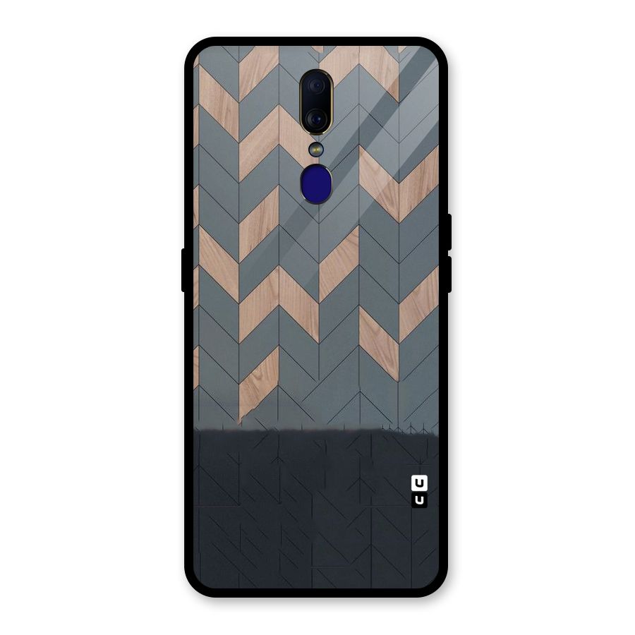 Greyish Wood Design Glass Back Case for Oppo F11