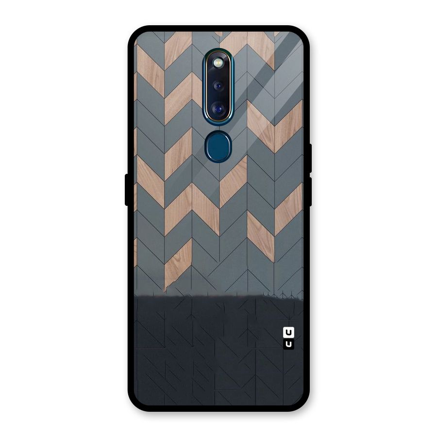 Greyish Wood Design Glass Back Case for Oppo F11 Pro