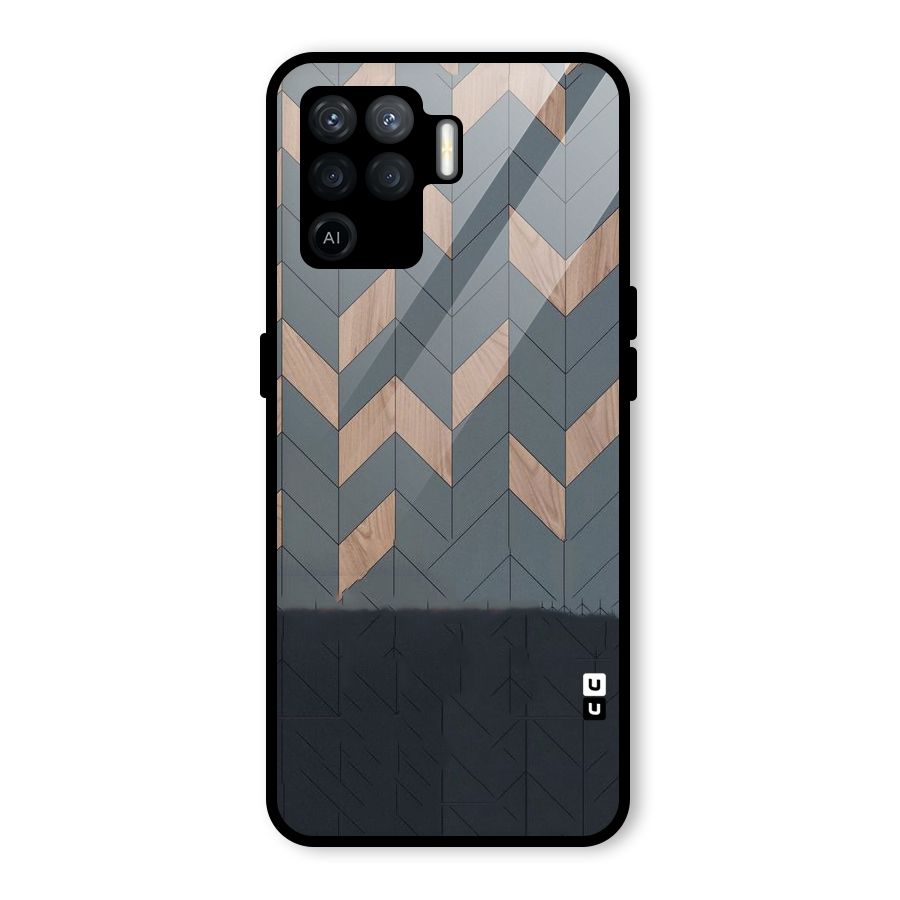 Greyish Wood Design Glass Back Case for Oppo F19 Pro
