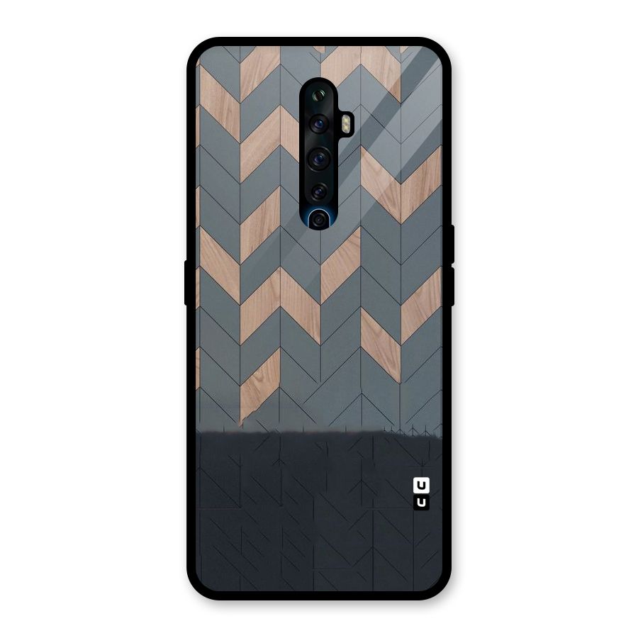Greyish Wood Design Glass Back Case for Oppo Reno2 Z