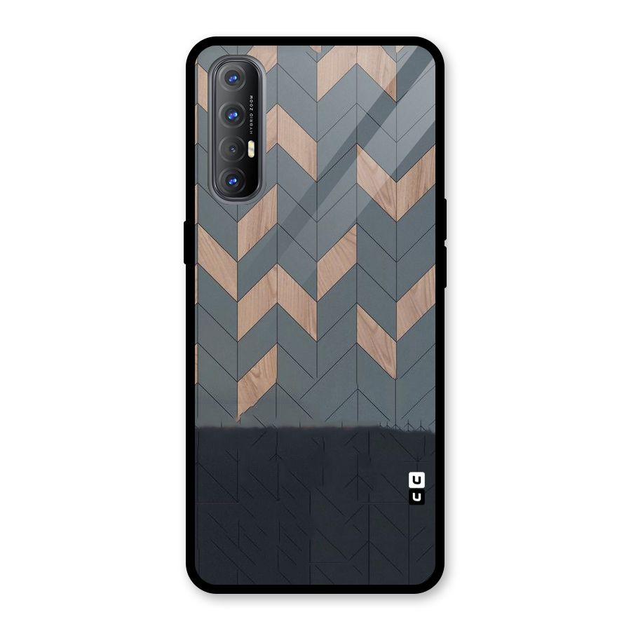 Greyish Wood Design Glass Back Case for Oppo Reno3 Pro