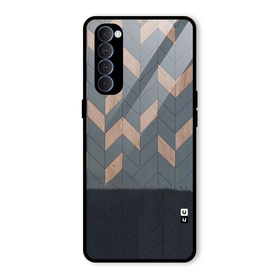 Greyish Wood Design Glass Back Case for Oppo Reno4 Pro