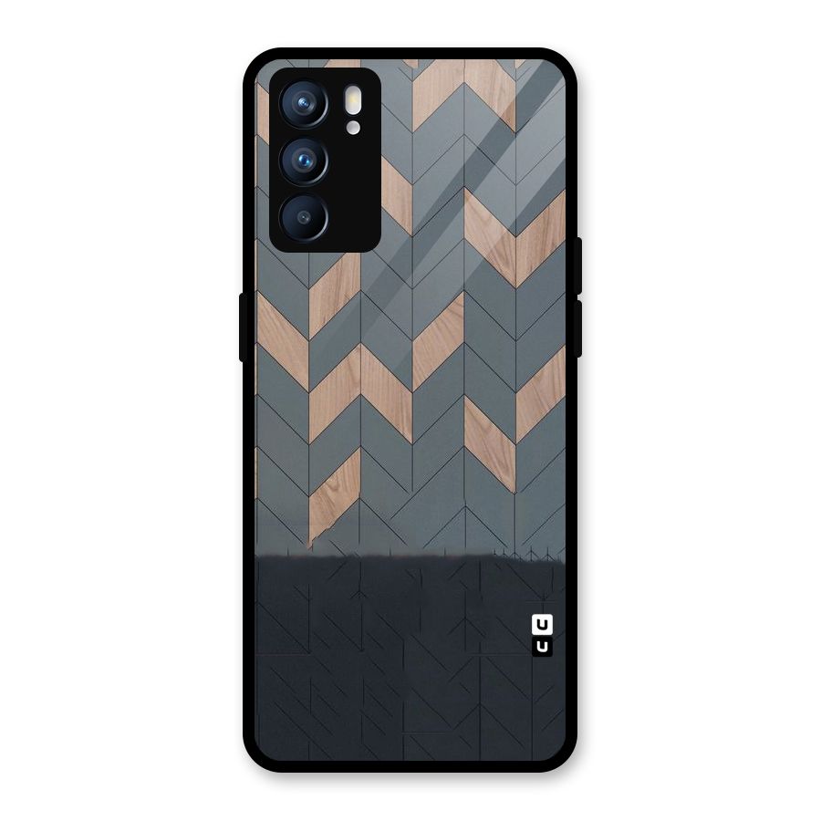 Greyish Wood Design Glass Back Case for Oppo Reno6 5G