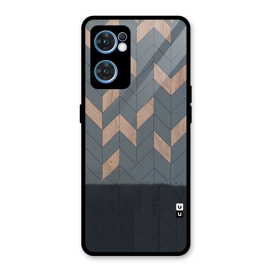 Greyish Wood Design Glass Back Case for Oppo Reno7 5G