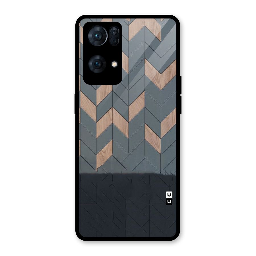 Greyish Wood Design Glass Back Case for Oppo Reno7 Pro 5G