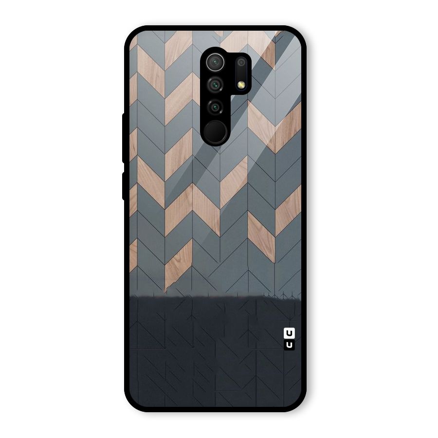 Greyish Wood Design Glass Back Case for Poco M2