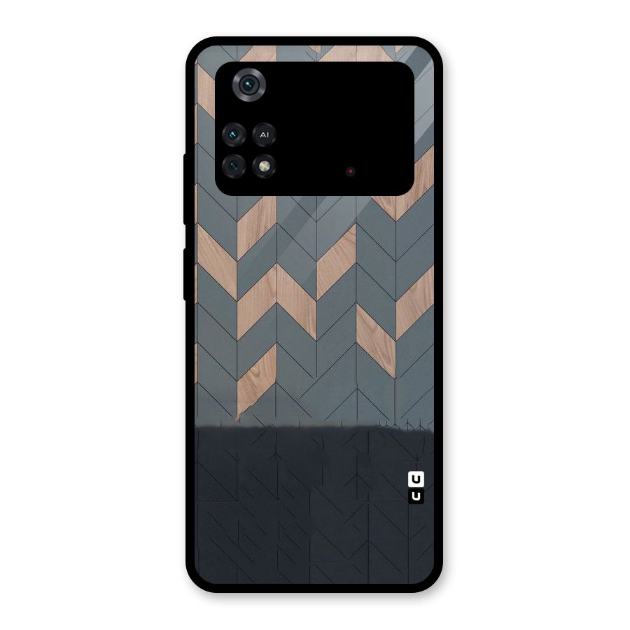 Greyish Wood Design Glass Back Case for Poco M4 Pro 4G