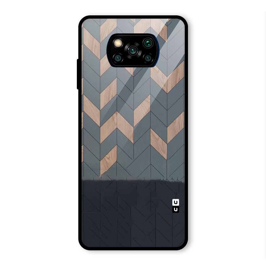 Greyish Wood Design Glass Back Case for Poco X3 Pro
