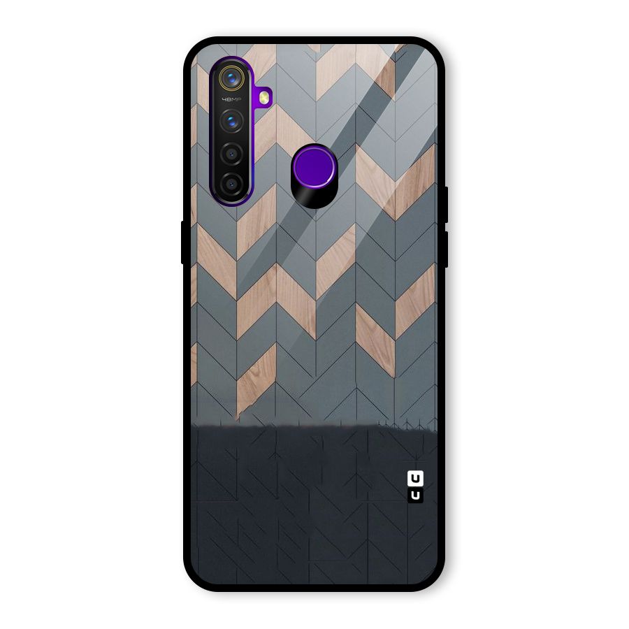 Greyish Wood Design Glass Back Case for Realme 5 Pro