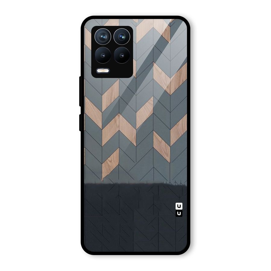 Greyish Wood Design Glass Back Case for Realme 8 Pro
