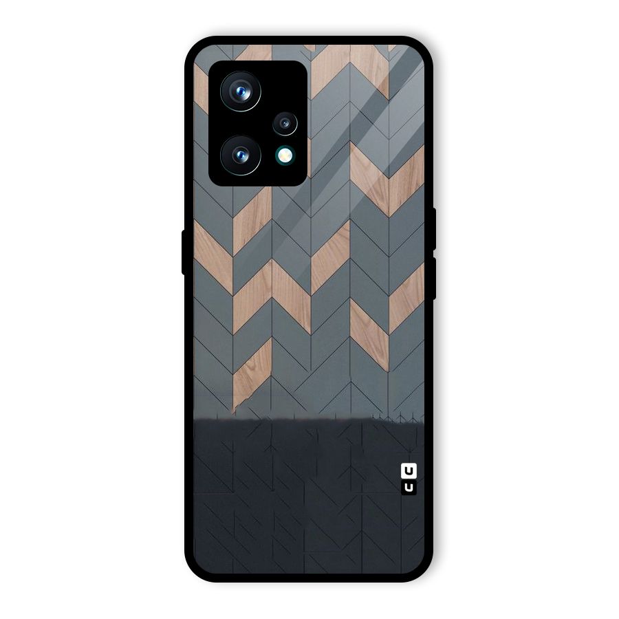 Greyish Wood Design Glass Back Case for Realme 9 Pro Plus 5G