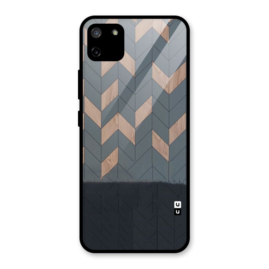 Greyish Wood Design Glass Back Case for Realme C11