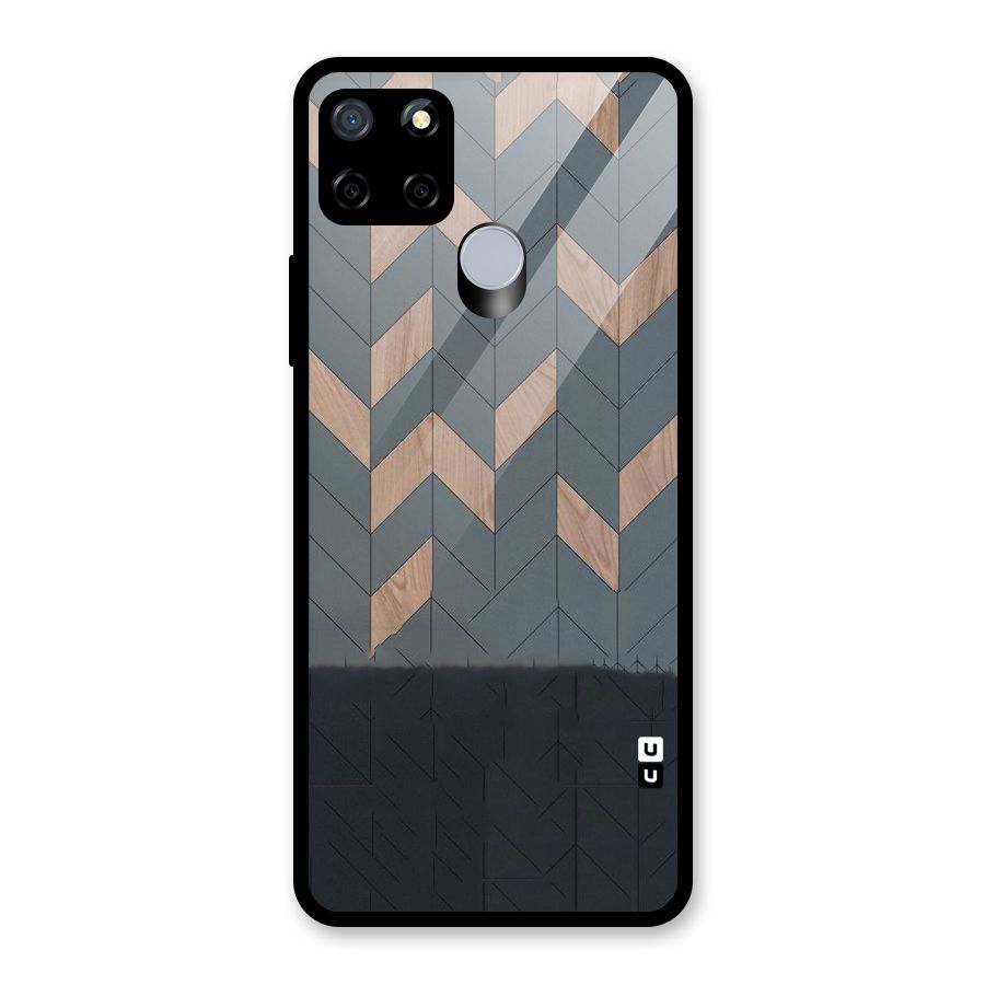 Greyish Wood Design Glass Back Case for Realme C12