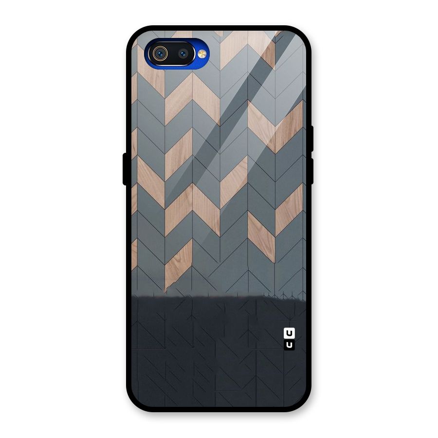 Greyish Wood Design Glass Back Case for Realme C2