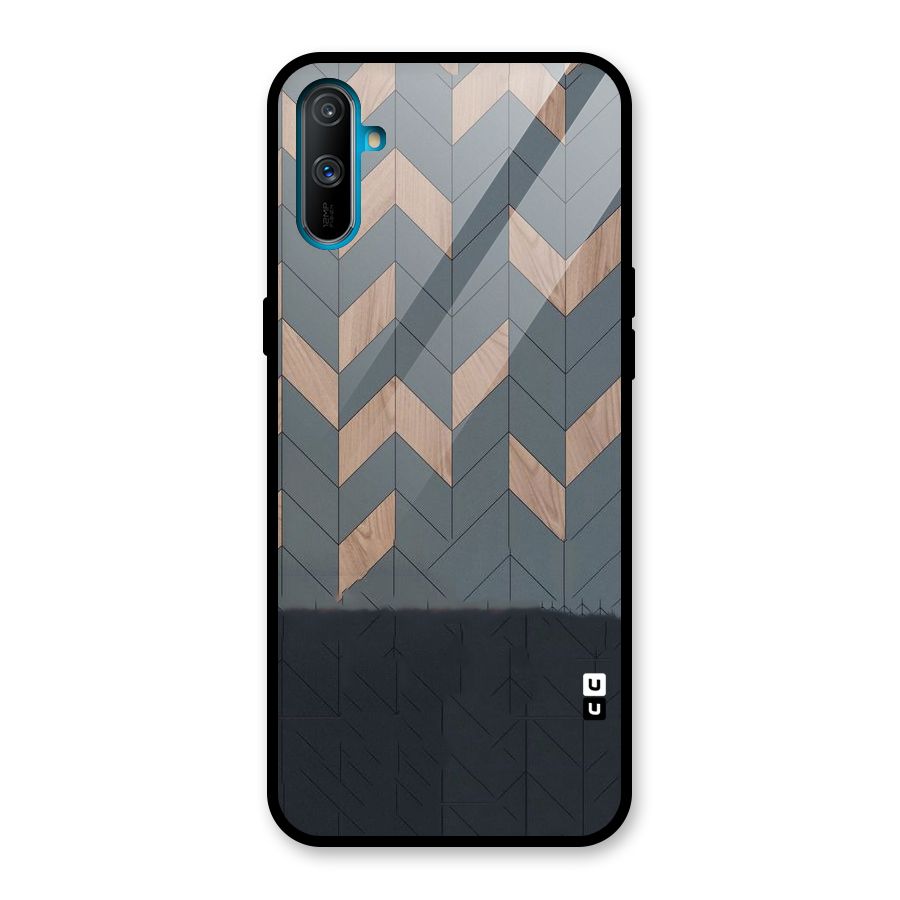 Greyish Wood Design Glass Back Case for Realme C3