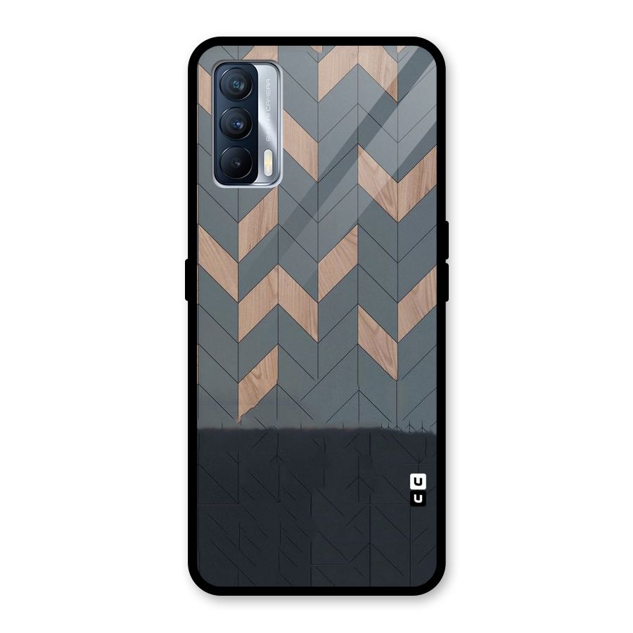 Greyish Wood Design Glass Back Case for Realme X7