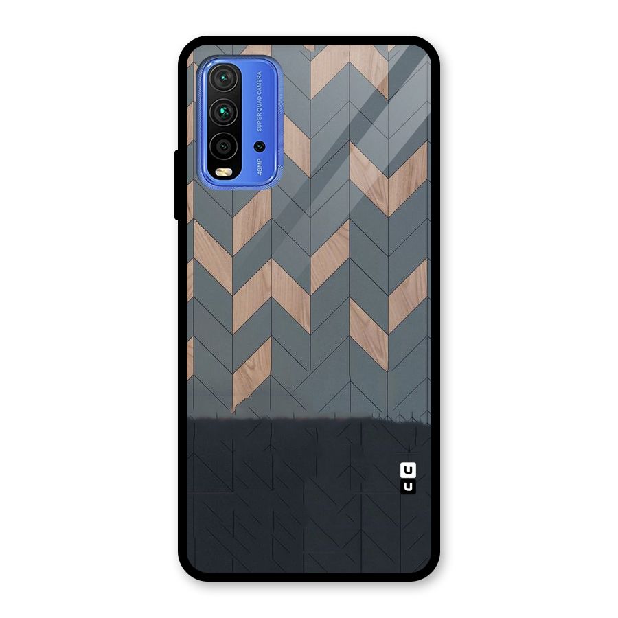 Greyish Wood Design Glass Back Case for Redmi 9 Power