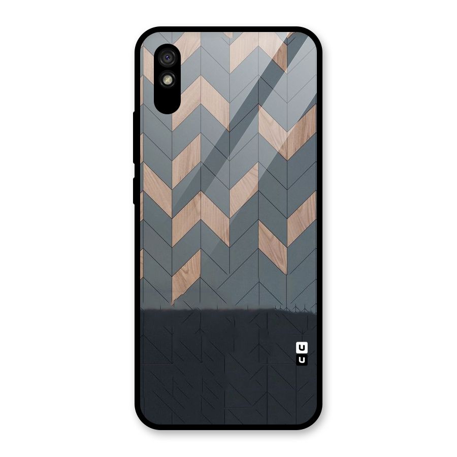 Greyish Wood Design Glass Back Case for Redmi 9i