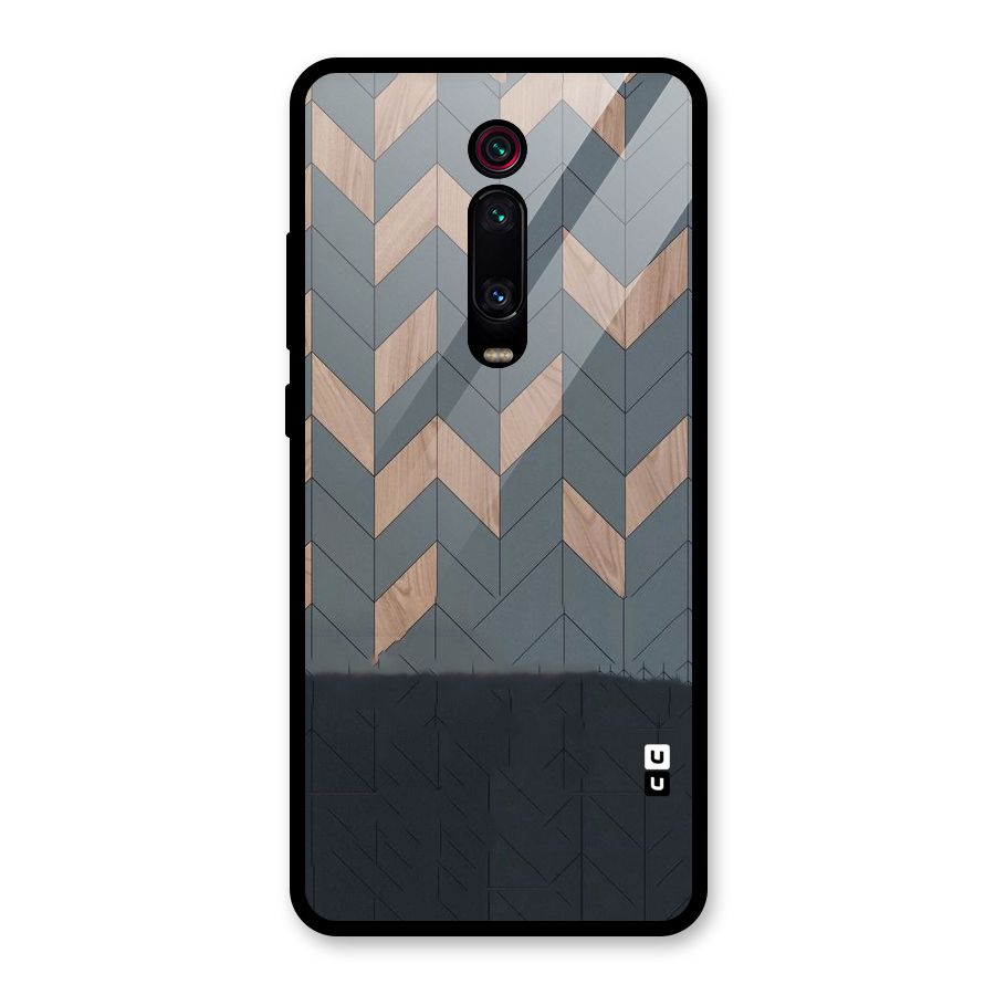 Greyish Wood Design Glass Back Case for Redmi K20