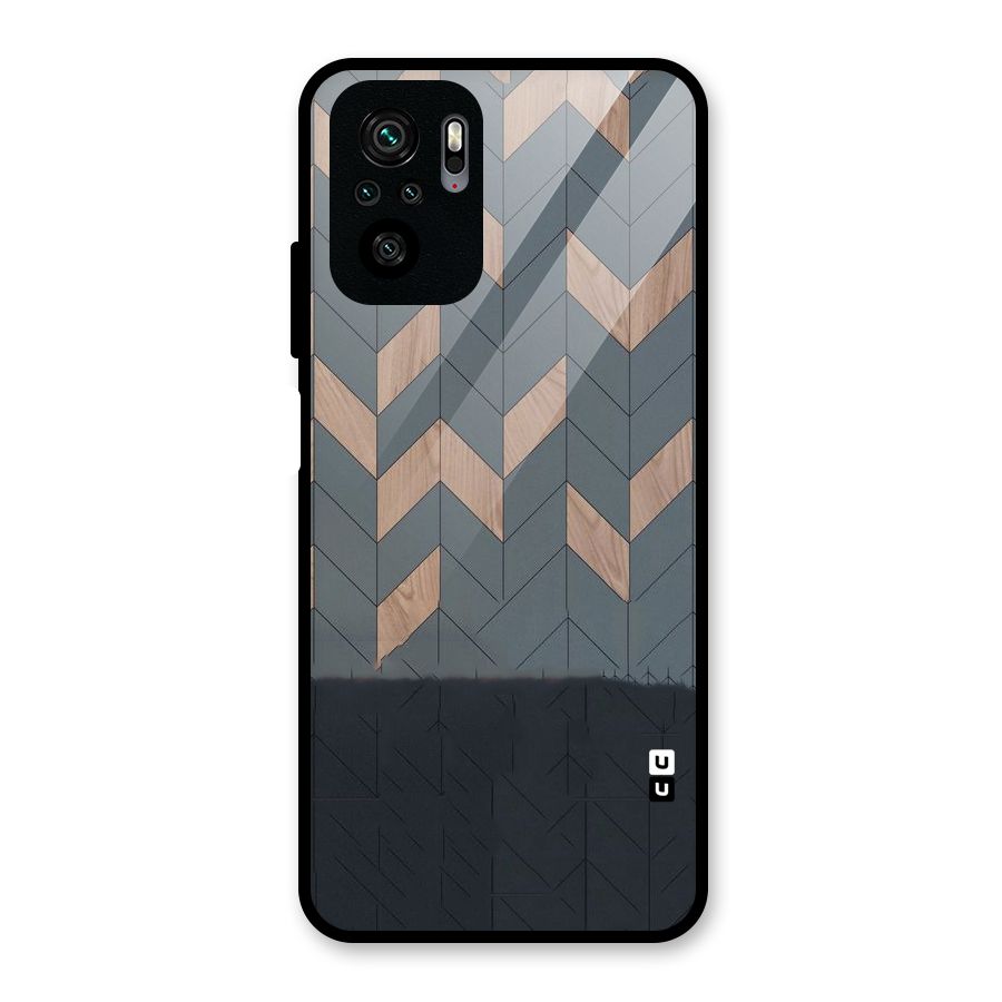 Greyish Wood Design Glass Back Case for Redmi Note 10S