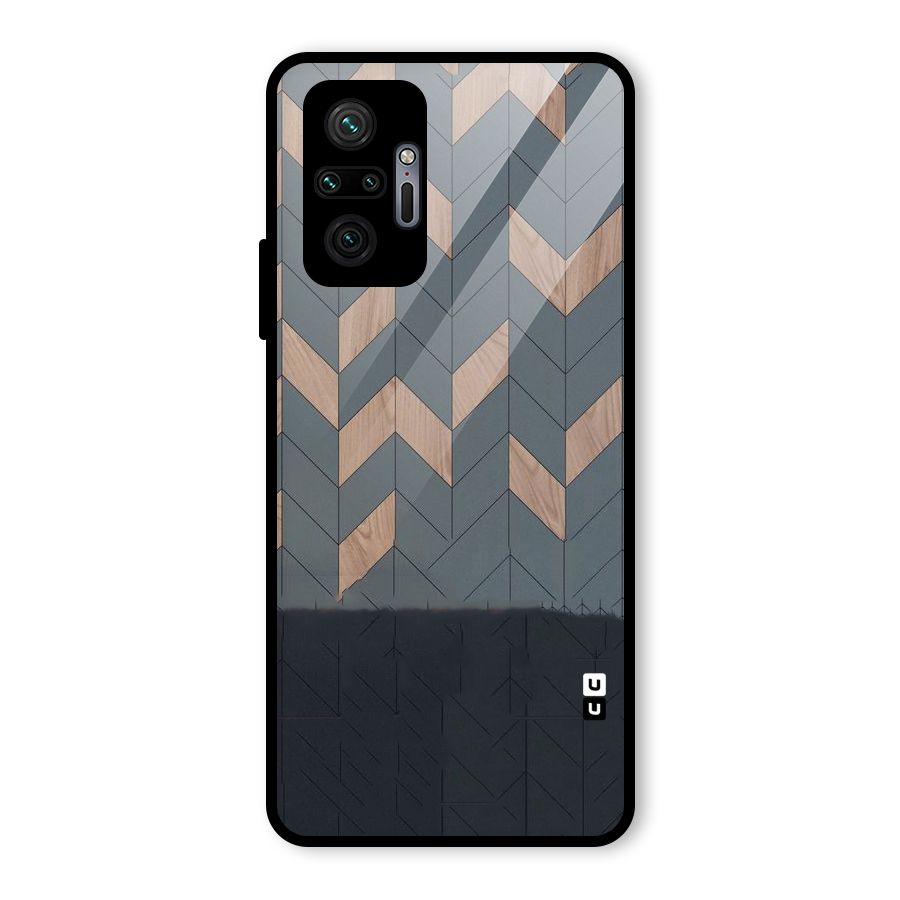 Greyish Wood Design Glass Back Case for Redmi Note 10 Pro