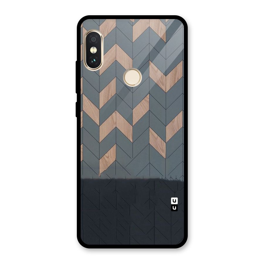 Greyish Wood Design Glass Back Case for Redmi Note 5 Pro