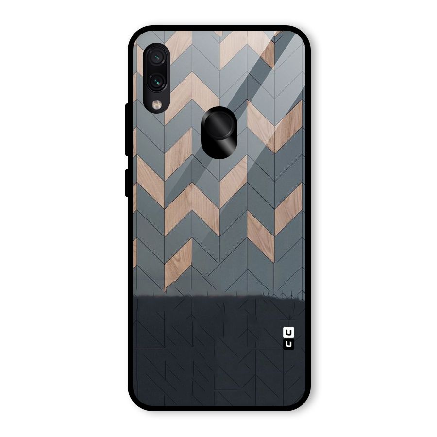 Greyish Wood Design Glass Back Case for Redmi Note 7S