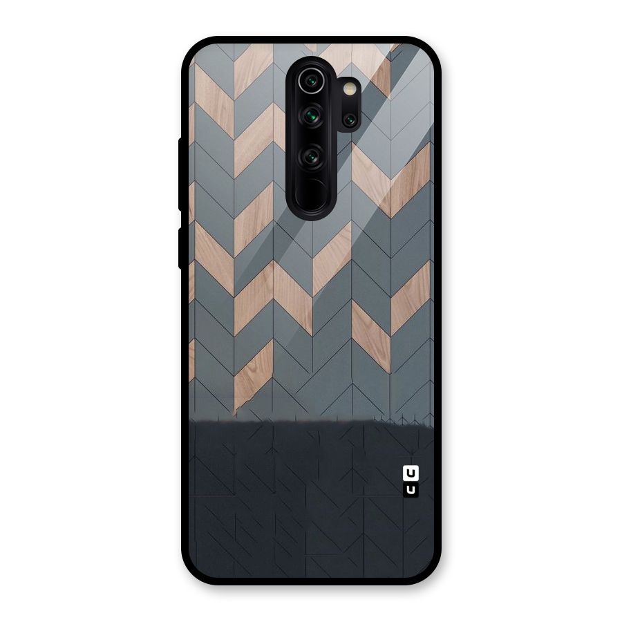 Greyish Wood Design Glass Back Case for Redmi Note 8 Pro