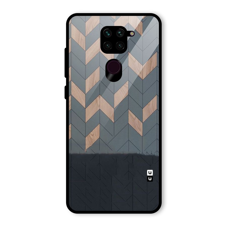 Greyish Wood Design Glass Back Case for Redmi Note 9