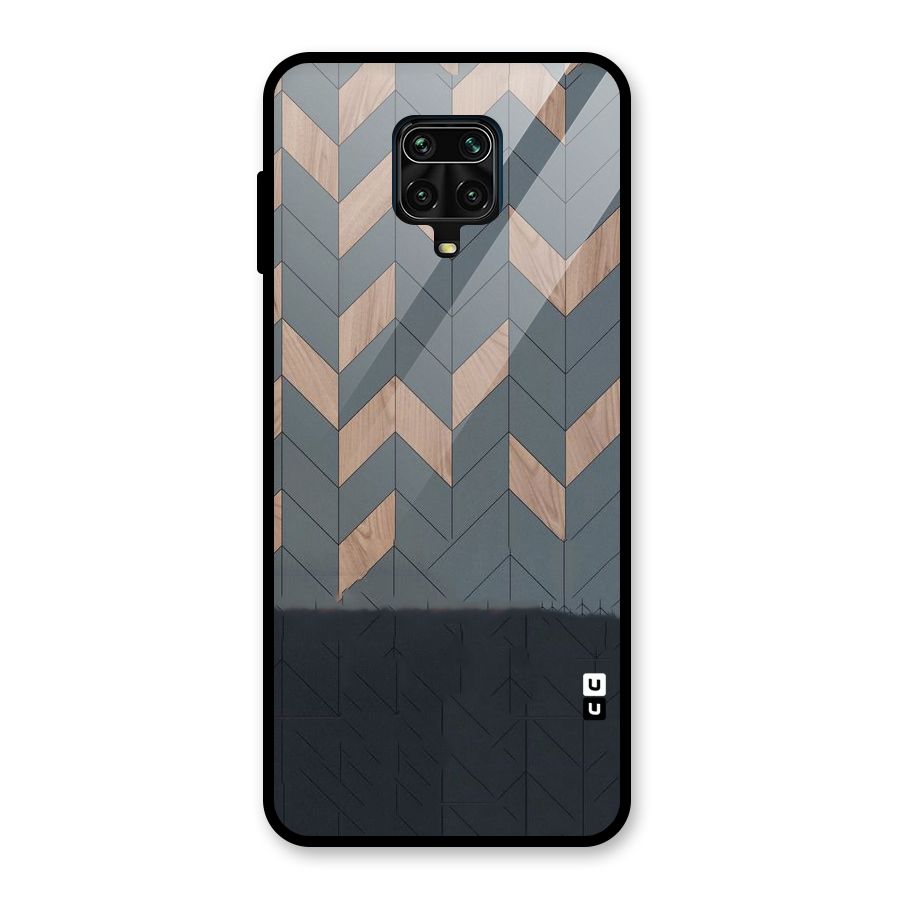 Greyish Wood Design Glass Back Case for Redmi Note 9 Pro