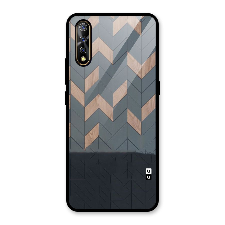 Greyish Wood Design Glass Back Case for Vivo S1