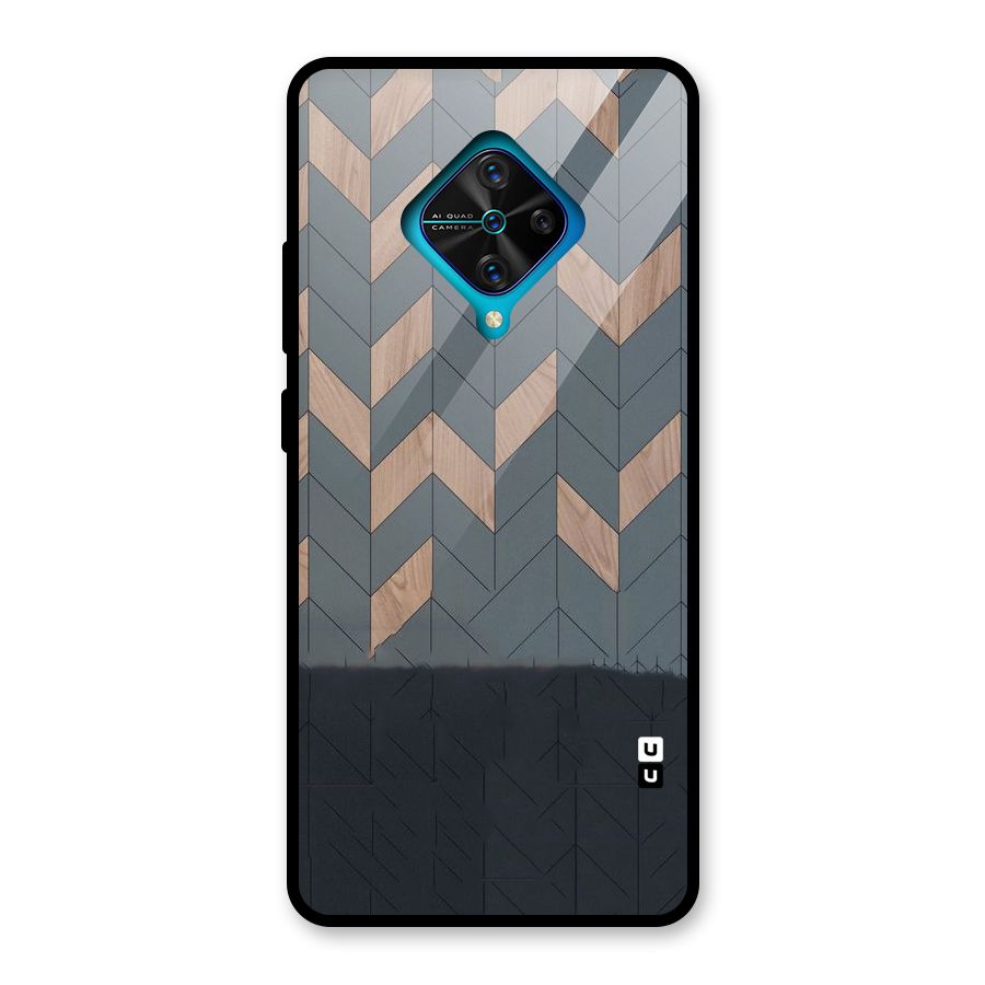 Greyish Wood Design Glass Back Case for Vivo S1 Pro
