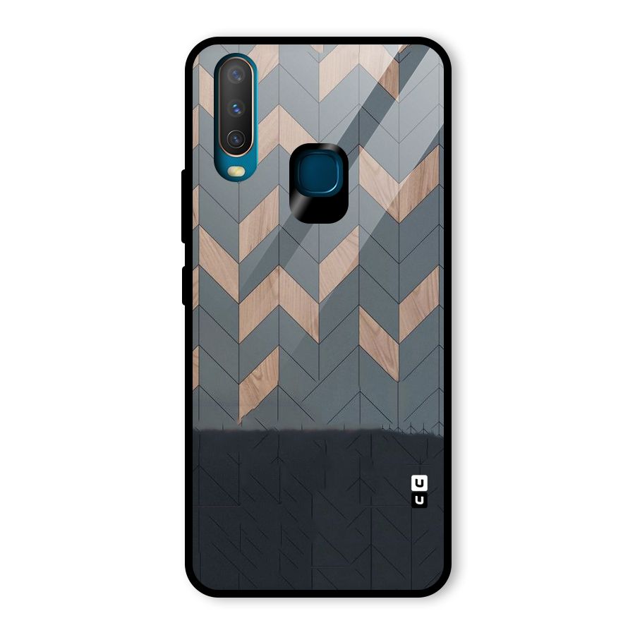 Greyish Wood Design Glass Back Case for Vivo U10