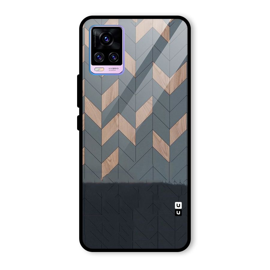 Greyish Wood Design Glass Back Case for Vivo V20 Pro