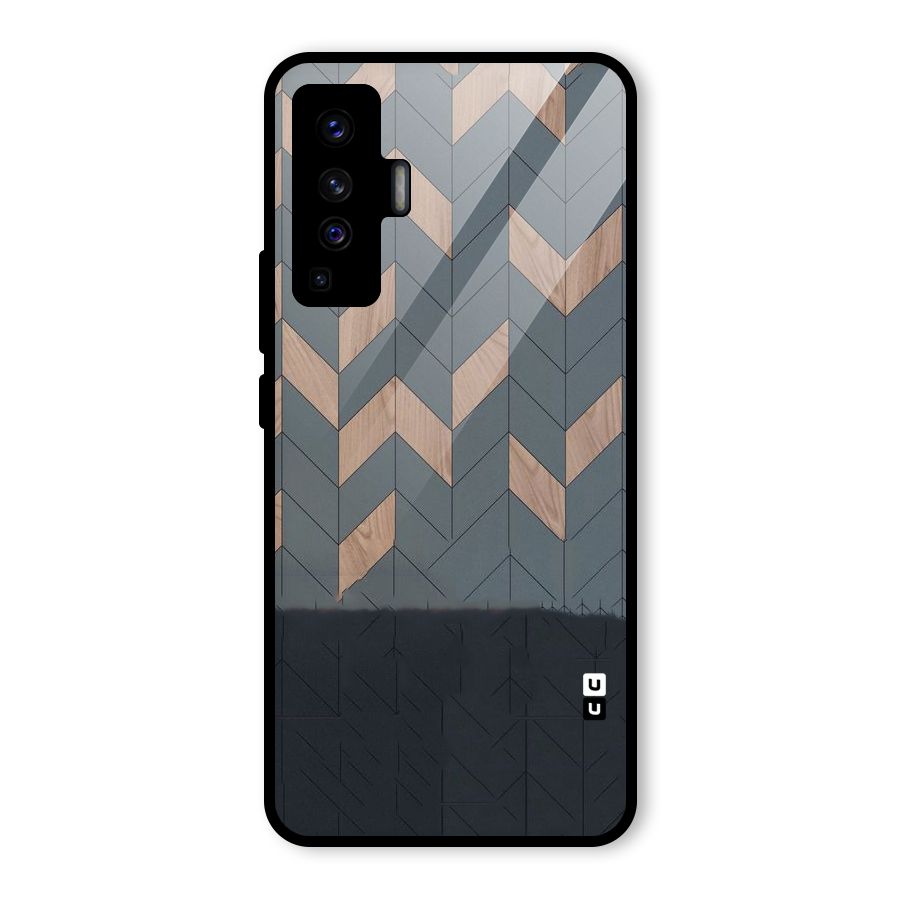 Greyish Wood Design Glass Back Case for Vivo X50