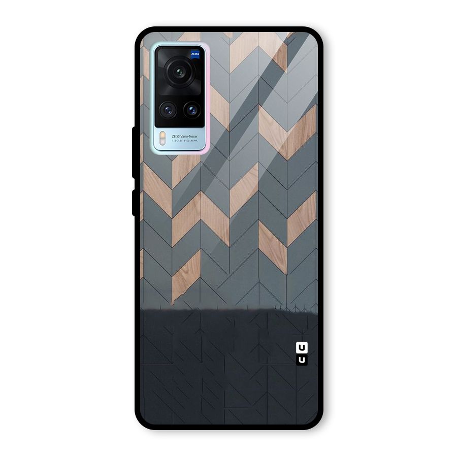 Greyish Wood Design Glass Back Case for Vivo X60