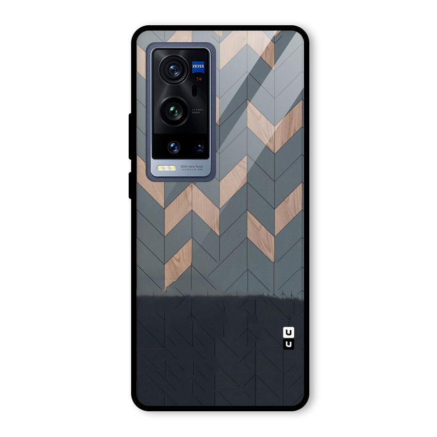 Greyish Wood Design Glass Back Case for Vivo X60 Pro Plus