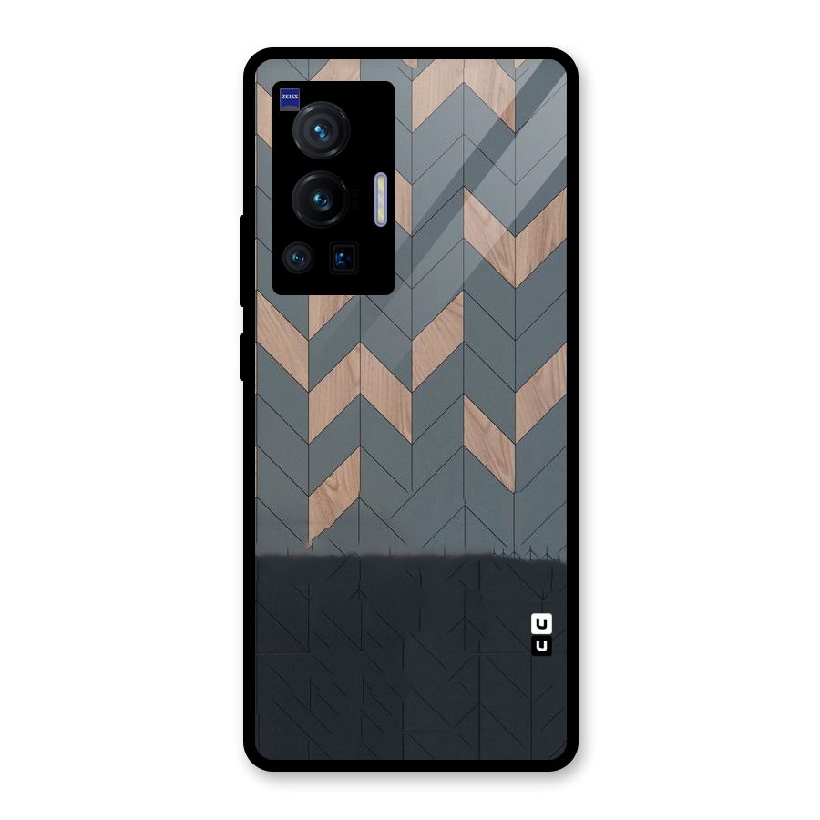 Greyish Wood Design Glass Back Case for Vivo X70 Pro