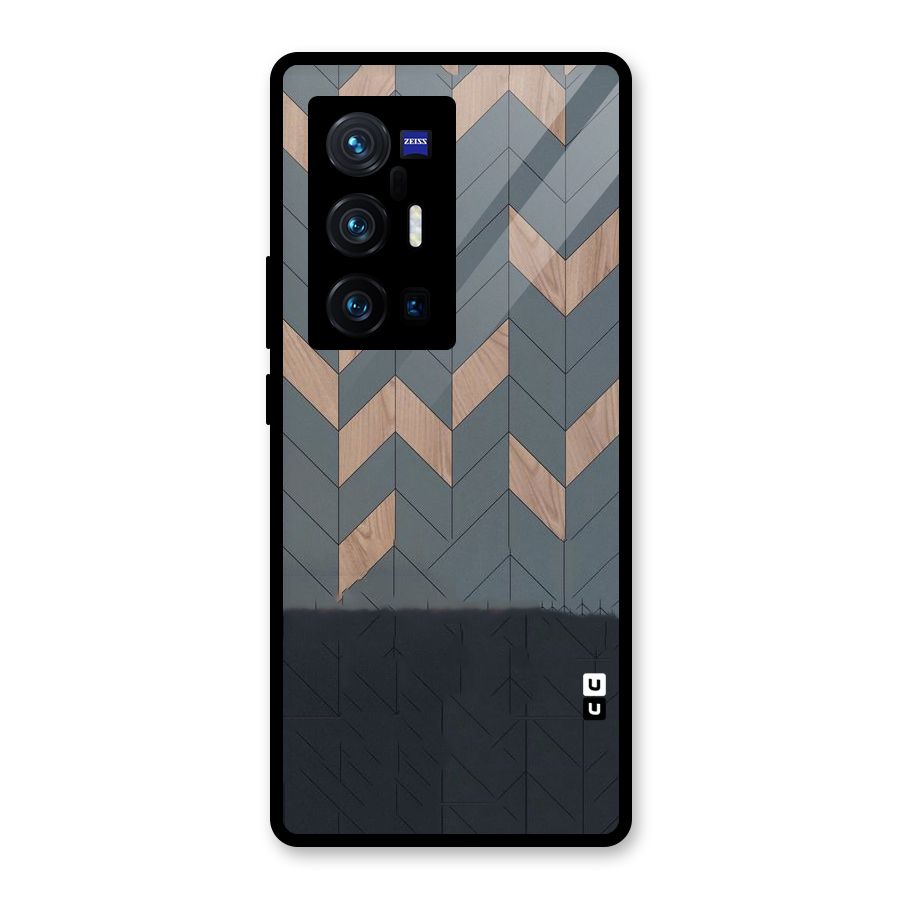 Greyish Wood Design Glass Back Case for Vivo X70 Pro Plus