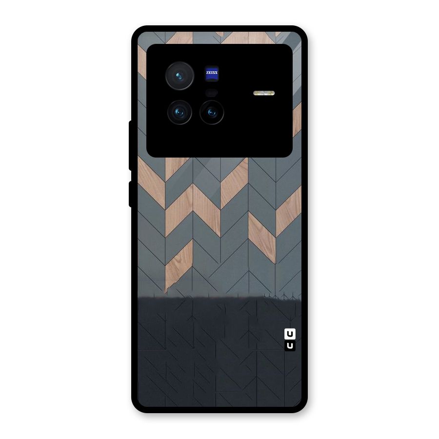 Greyish Wood Design Glass Back Case for Vivo X80