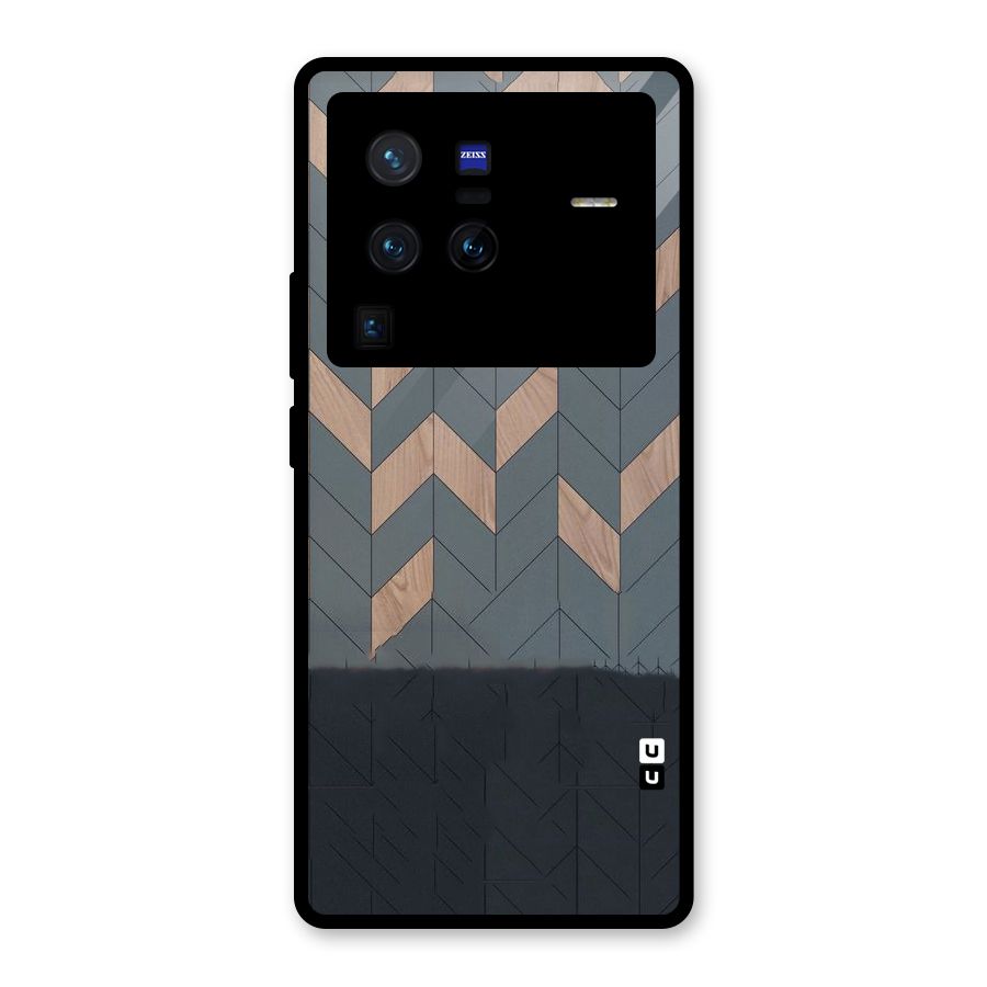 Greyish Wood Design Glass Back Case for Vivo X80 Pro