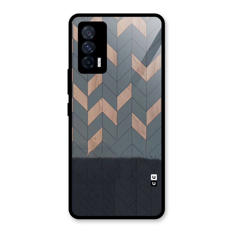 Greyish Wood Design Glass Back Case for Vivo iQOO 7 5G