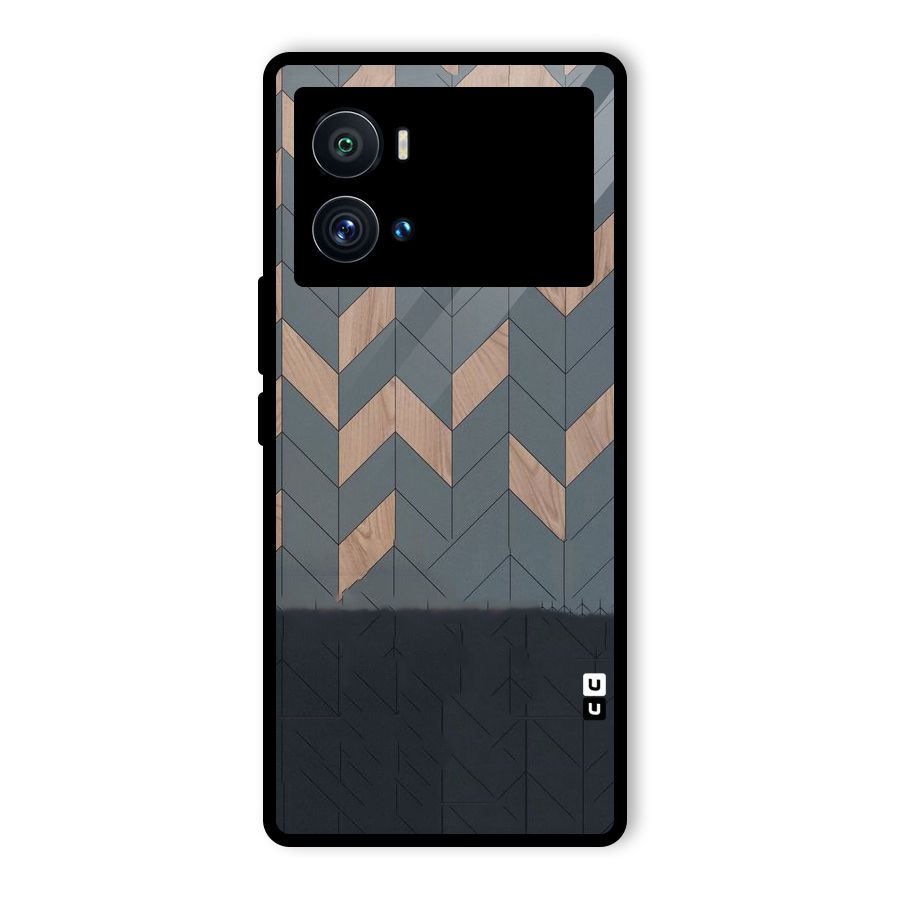 Greyish Wood Design Glass Back Case for Vivo iQOO 9 Pro