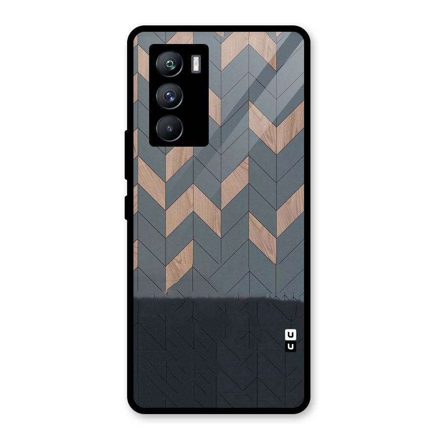 Greyish Wood Design Glass Back Case for Vivo iQOO 9 SE