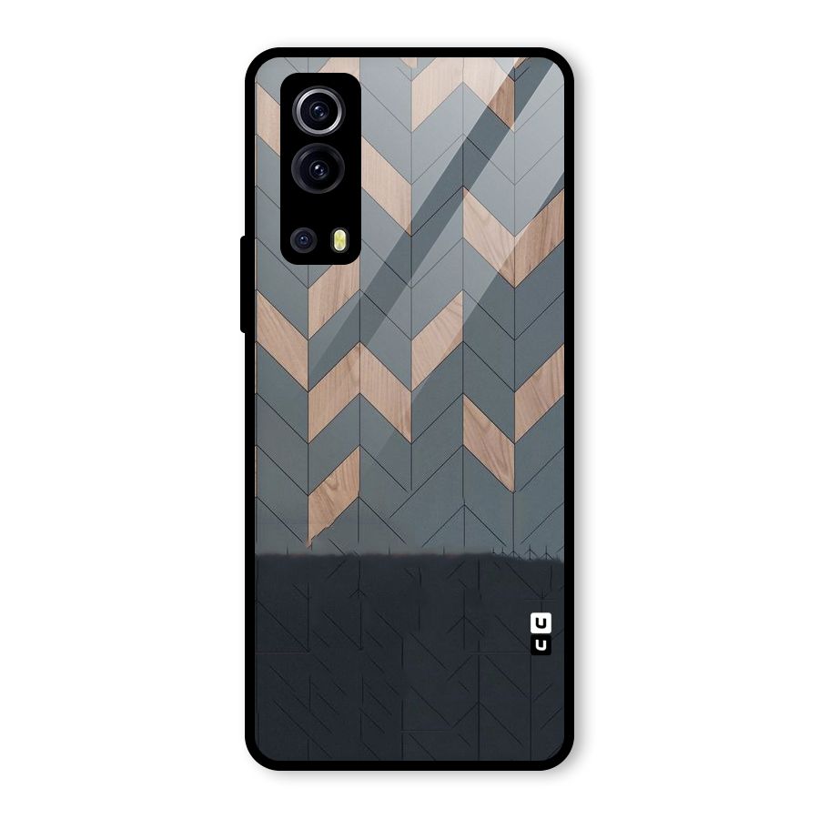 Greyish Wood Design Glass Back Case for Vivo iQOO Z3