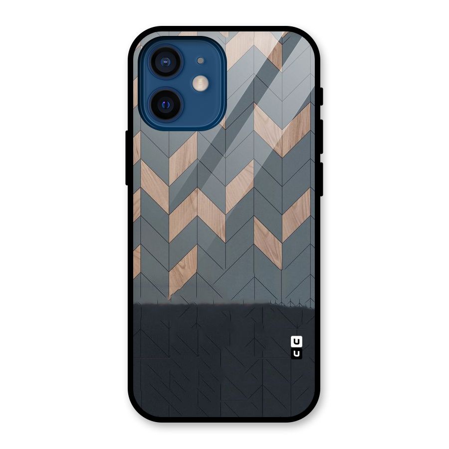 Greyish Wood Design Glass Back Case for iPhone 12 Mini