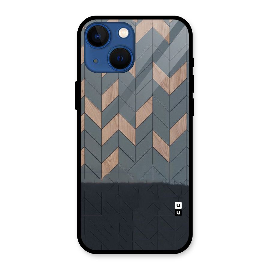 Greyish Wood Design Glass Back Case for iPhone 13 Mini